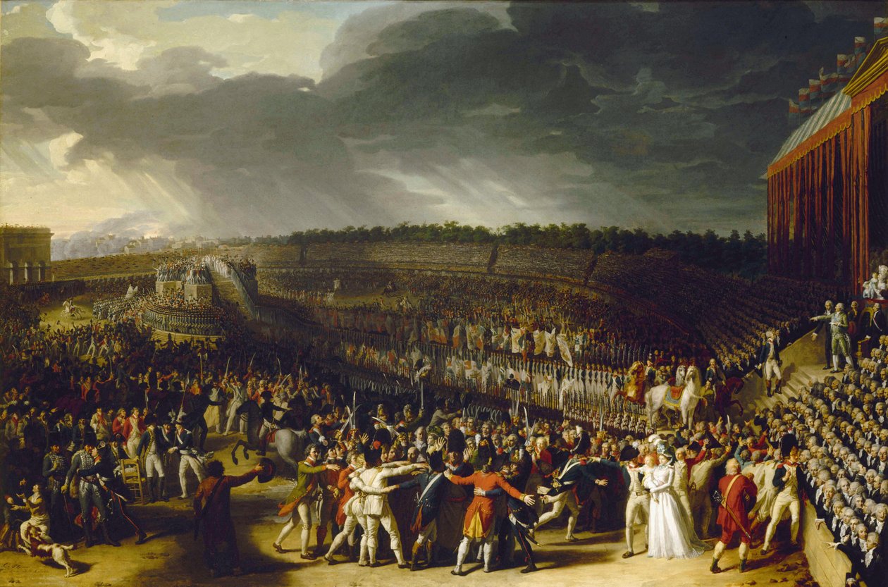 Federasjonens festival på Champ de Mars 14. juli 1790, 1792. av Charles Thevenin