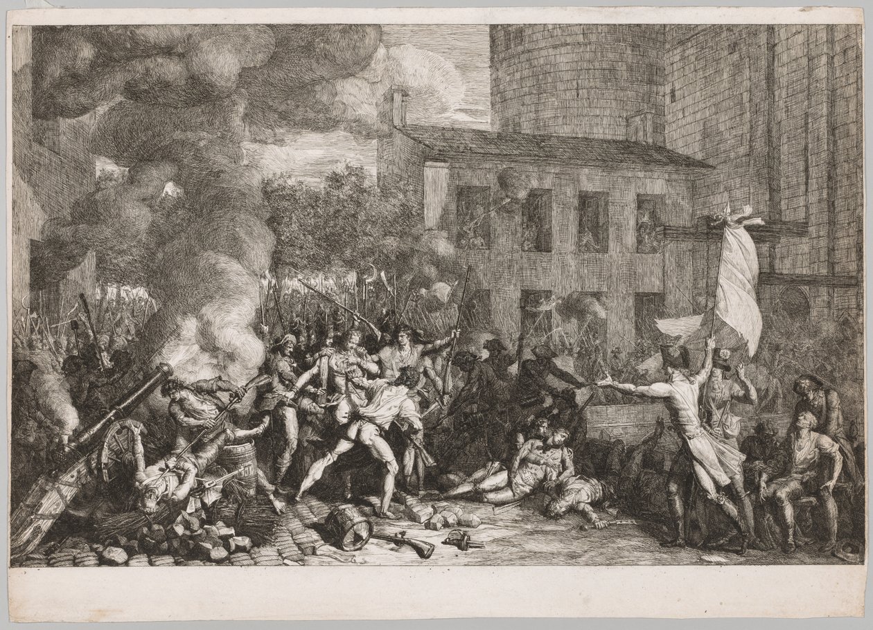 Stormingen av Bastillen, 14. juli 1789, 1790. av Charles Thevenin