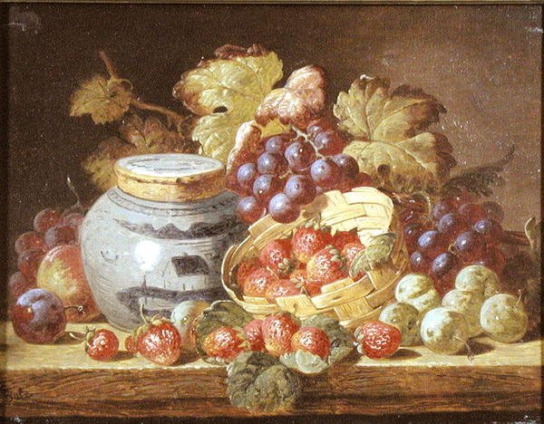 Stilleben med frukt og en ingefærkrukke (olje på lerret) av Charles Thomas Bale