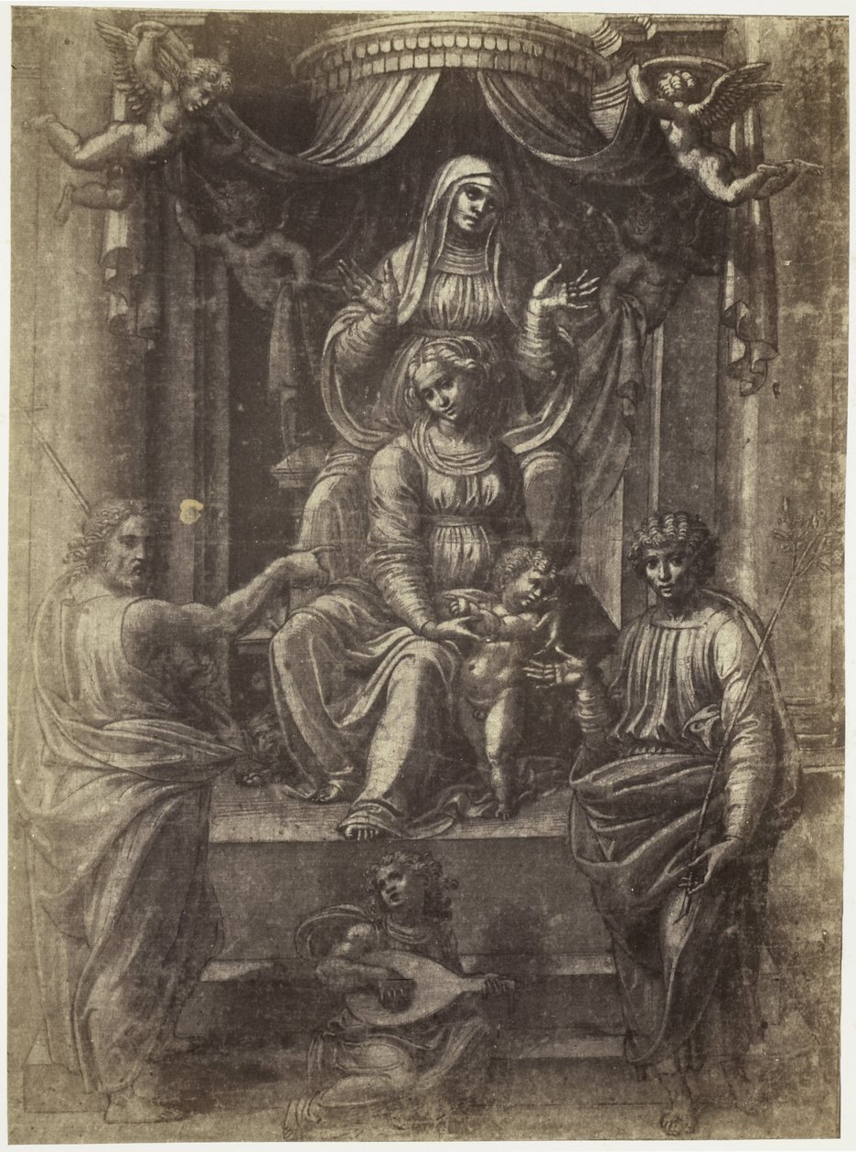 Fotoreproduksjon av en tegning av Rafael, Anna, Maria og Kristus av Charles Thurston Thompson