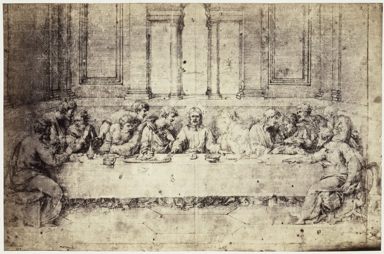 Fotoreproduksjon av en tegning av Raphael, Nattverden av Charles Thurston Thompson