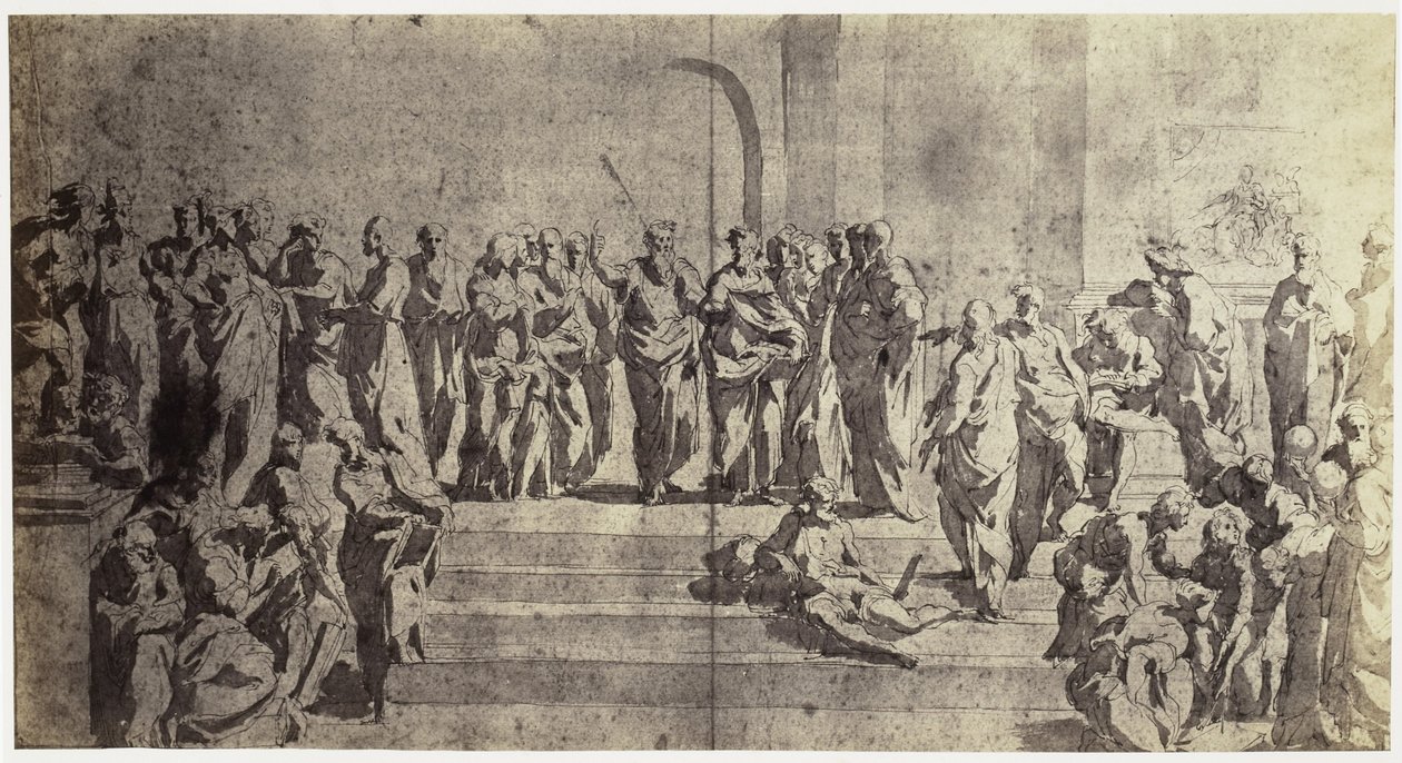 Fotoreproduksjon av en tegning av Raphael, studie for The School of Athens av Charles Thurston Thompson