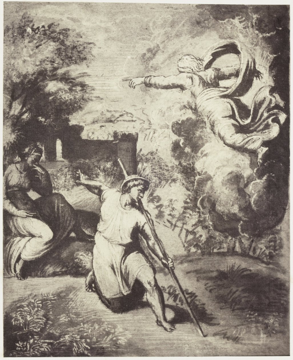 Fotoreproduksjon av en tegning av Raphael, utvisning av Adam og Eva fra paradis av Charles Thurston Thompson