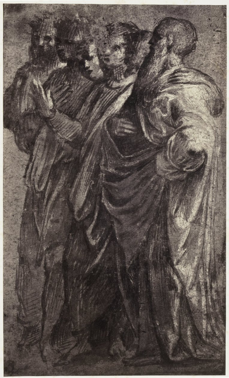 Fotoreproduksjon av en tegning av Raphael, seks vise menn av Charles Thurston Thompson