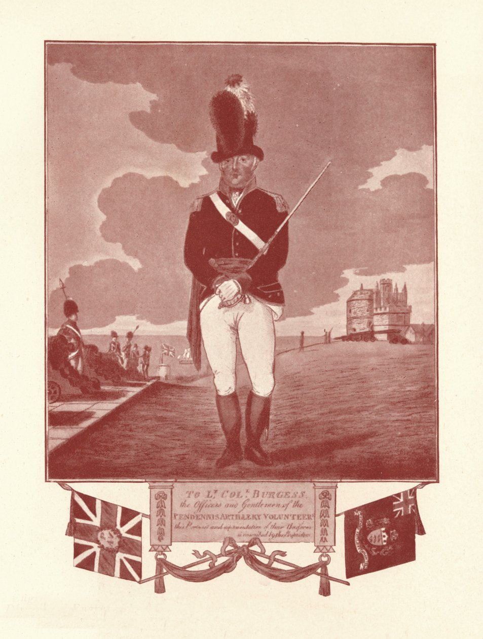 Portrettrepresentasjon av uniform påskrevet av innehaver, 1780-1820, 1909 av Charles Tomkins