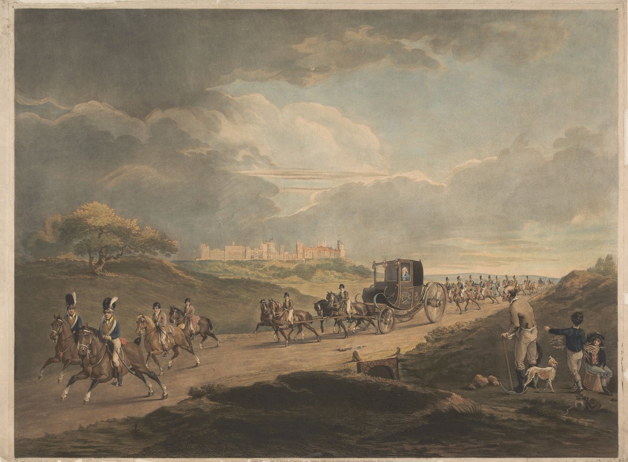 Hans Majestet i sin reisevogn på vei tilbake til byen fra Windsor av Charles Turner