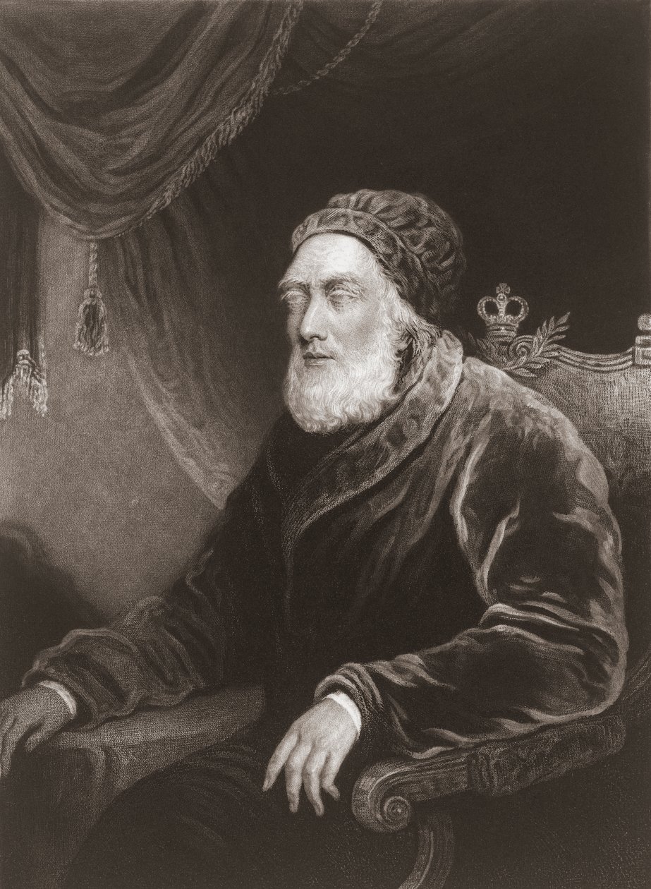 Kong George III i alderdommen. Portrett. (skrive ut) av Charles Turner