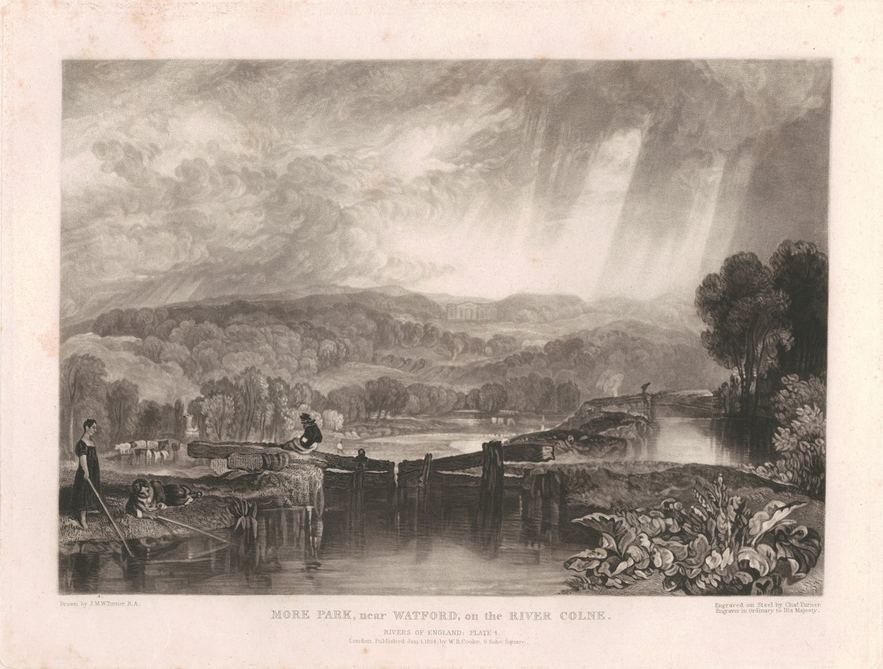 More Park, i nærheten av Watford, ved elven Colne av Charles Turner