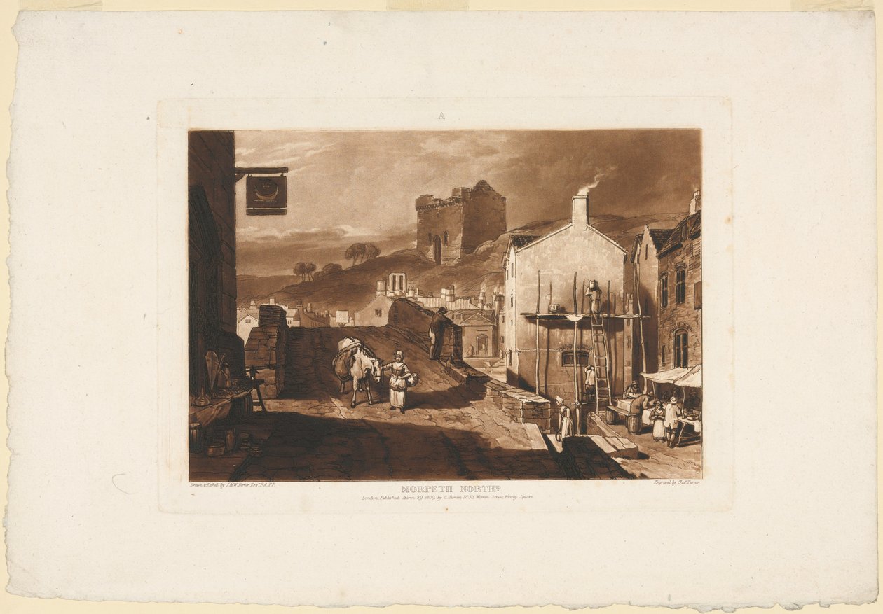 Morpeth, Northumberland, fra Liber Studiorum, 1809 av Charles Turner