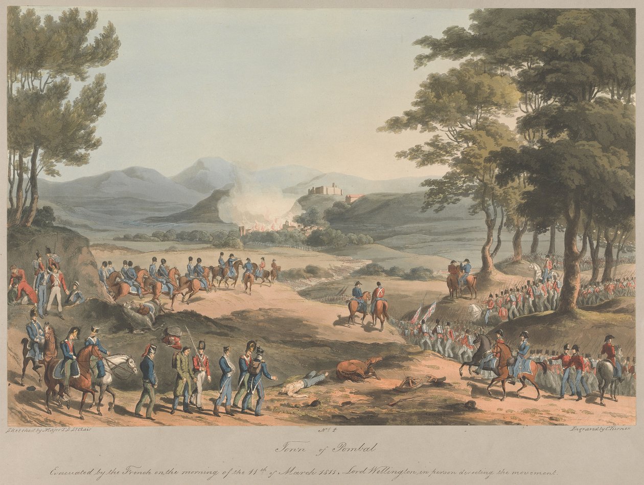 Nr. 4  Byen Poinbal. Evakuert av franskmennene om morgenen den 11. mars 1811 av Charles Turner