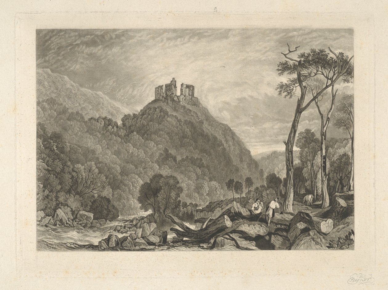 Okehampton Castle, ved elven Okehampton av Charles Turner