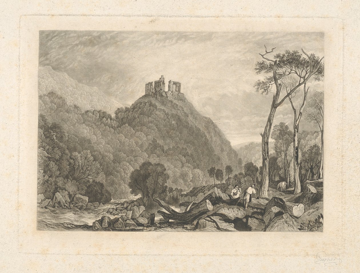 Okehampton Castle, ved elven Okement av Charles Turner