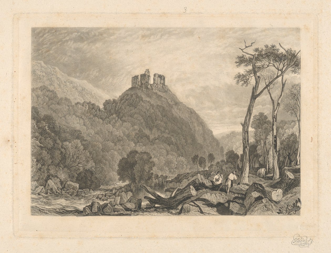 Okehampton Castle, ved elven Okement av Charles Turner