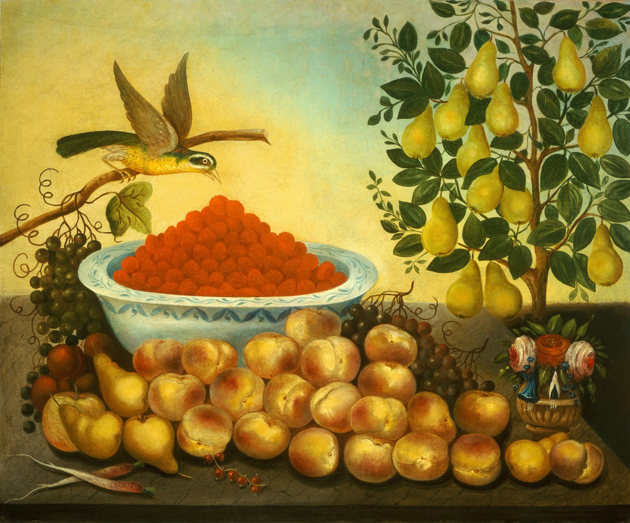 Stilleben: frukt-, fugle- og dvergpæretre, 1856. av Charles V. Bond