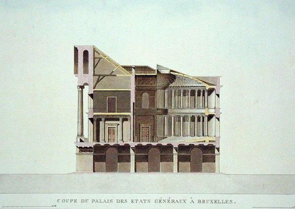Tverrsnitt av Palais des Etats Generaux, Brussel, fra 