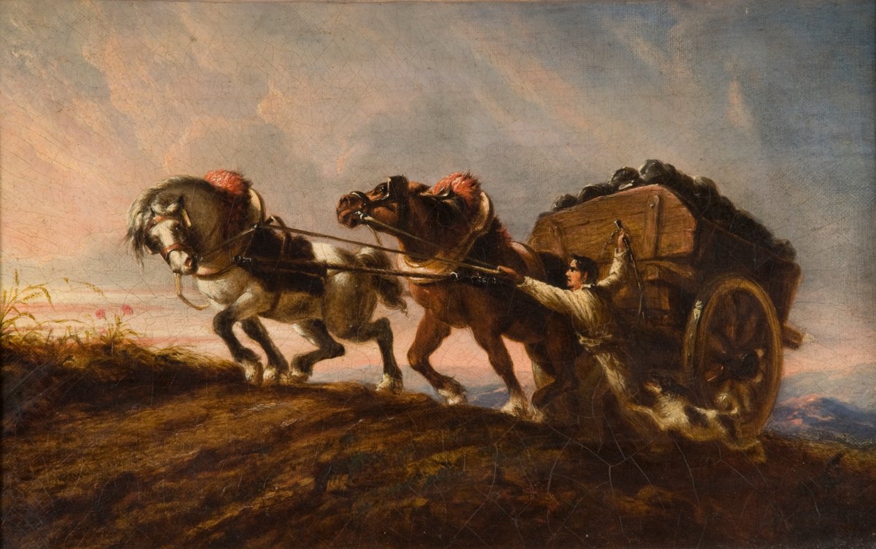 Hester som anstrenger seg ved belastning, 1864 av Charles Verlat