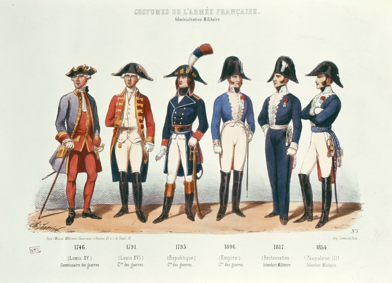 Kostymer fra den franske hæren fra 1746 til 1854 (fargegravering) av Charles Vernier