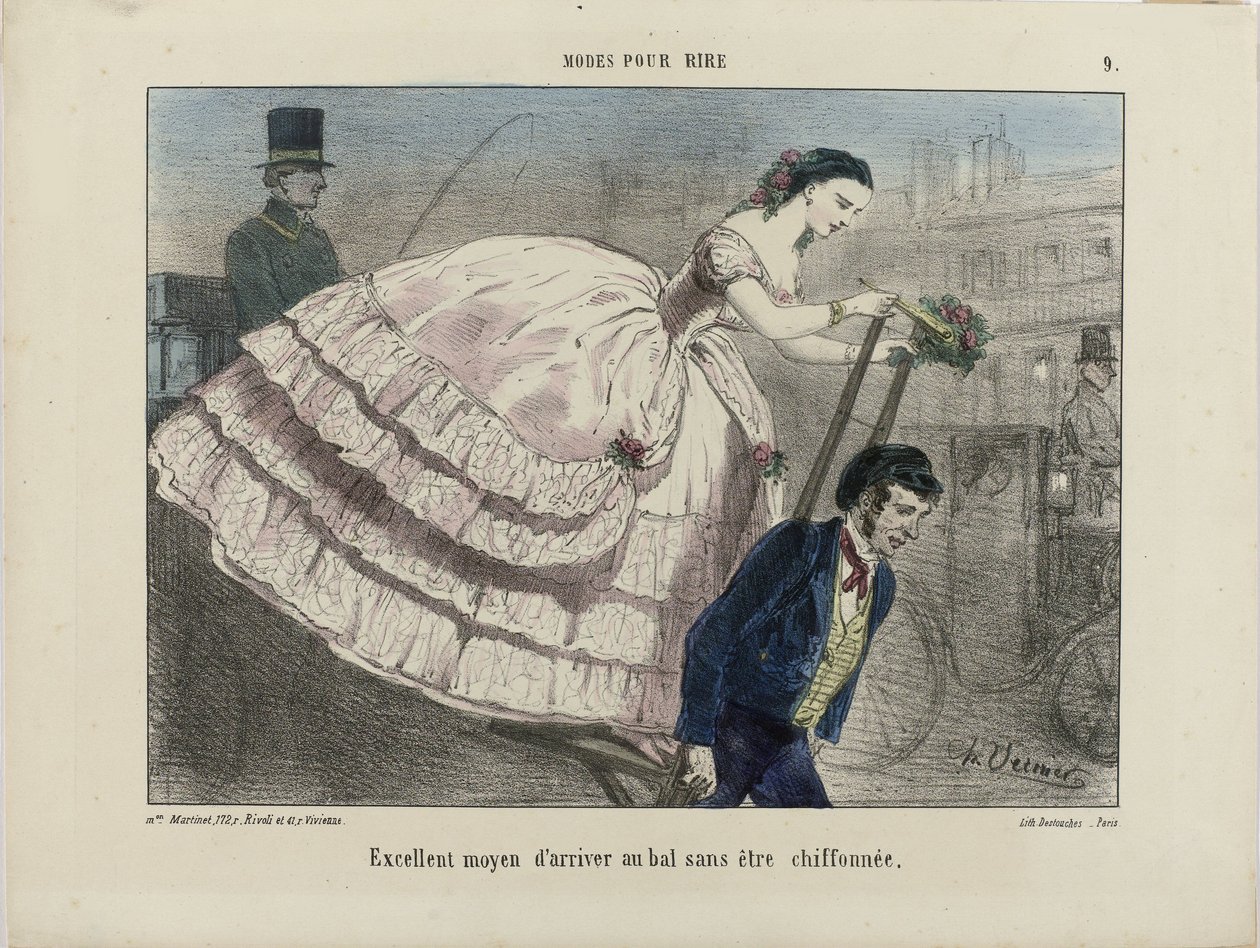 Flott måte å ankomme. Fra Modes pour rire, 1855-1859. av Charles Vernier