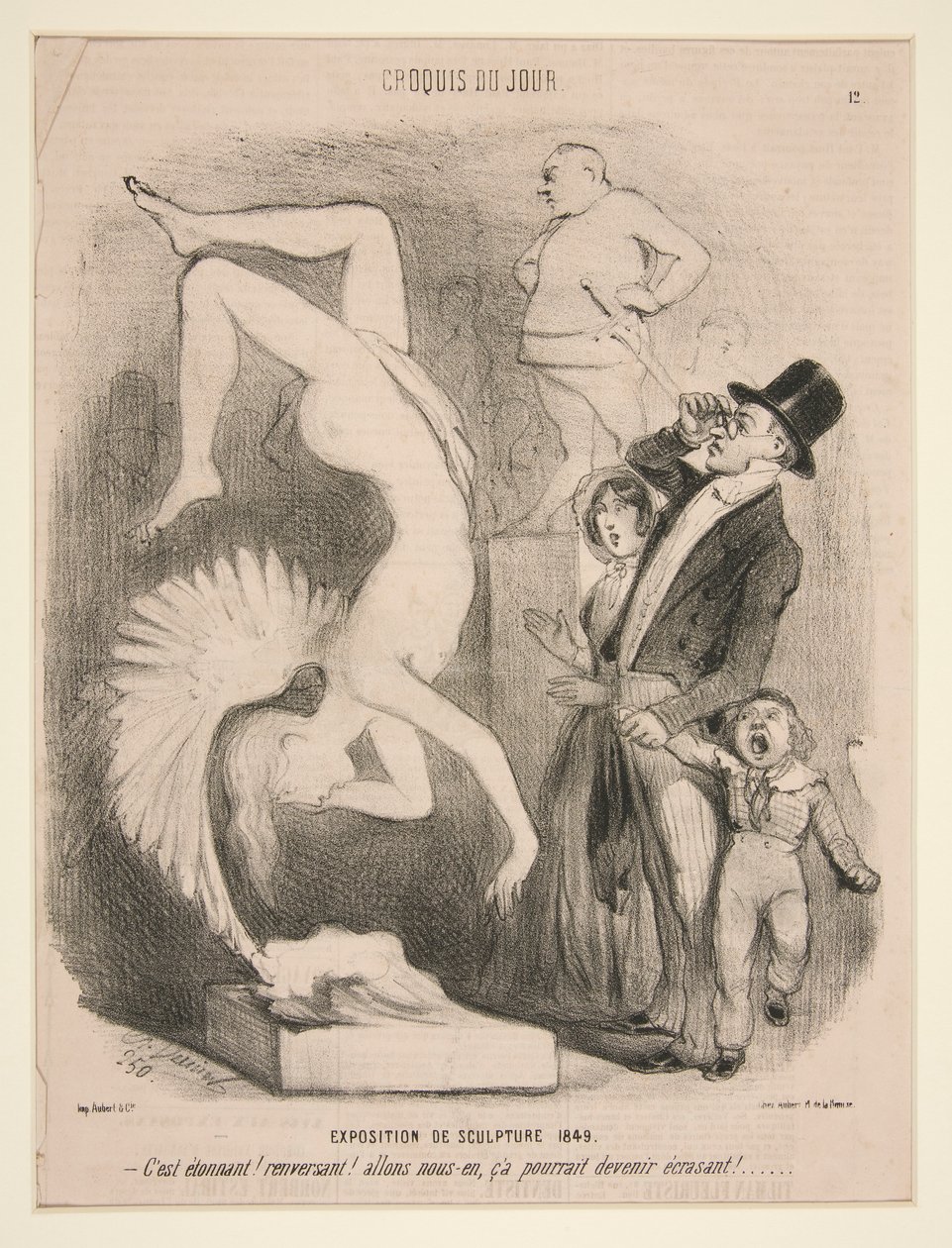 Exposition de Sculpture 1849 (Exhibition of Sculpture 1849), fra serien Sketch of the Day publisert i Le Charivari av Charles Vernier