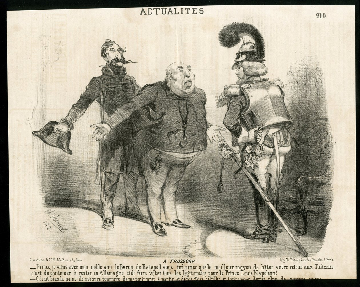 Illustrasjon av Charles Vernier (? -1887) i Le Charivari - Om - Tyskland Preussen, republikkens president, Frosdorf - Ratapoil av Charles Vernier