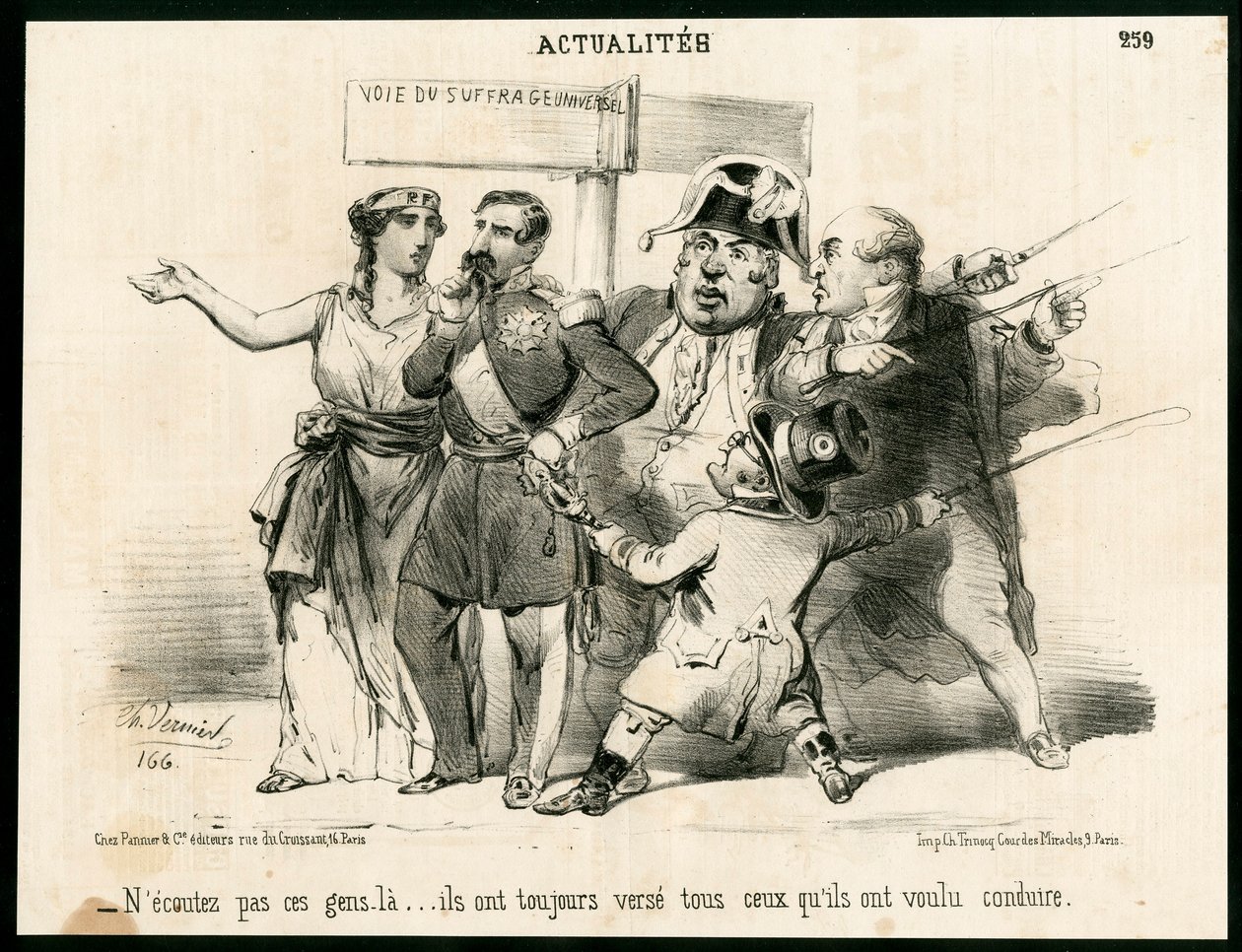 Le Charivari, satirisk i svart-hvitt av Charles Vernier