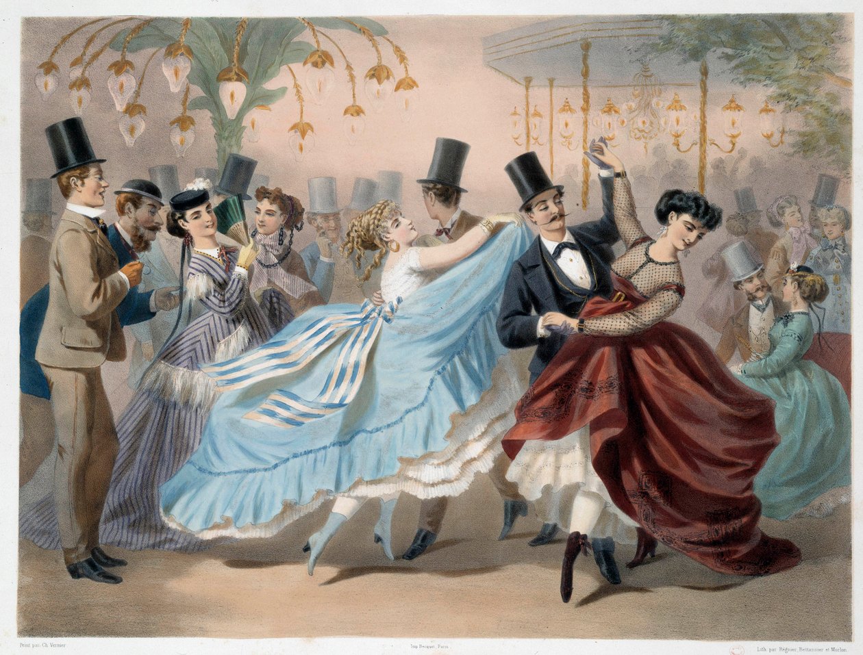 The Mabille Ball Lithograph av Charles Vernier (1831-1887) Paris fra 1800-tallet, Musee Carnavalet av Charles Vernier