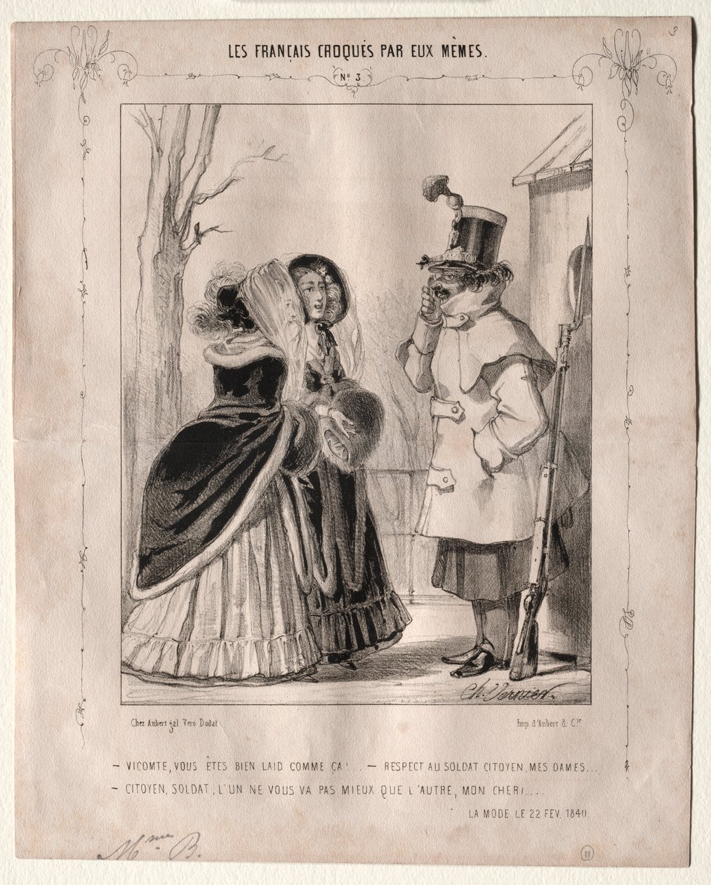 Franskmennene skisserte av seg selv: Viscount, du er veldig stygg sånn!..., 1840. av Charles Vernier