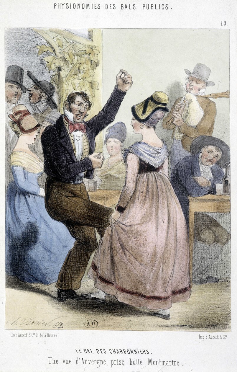 Populær ball i Paris: Charbonniers ball eller utsikt over Auvergne tatt fra Montmartre av Charles Vernier