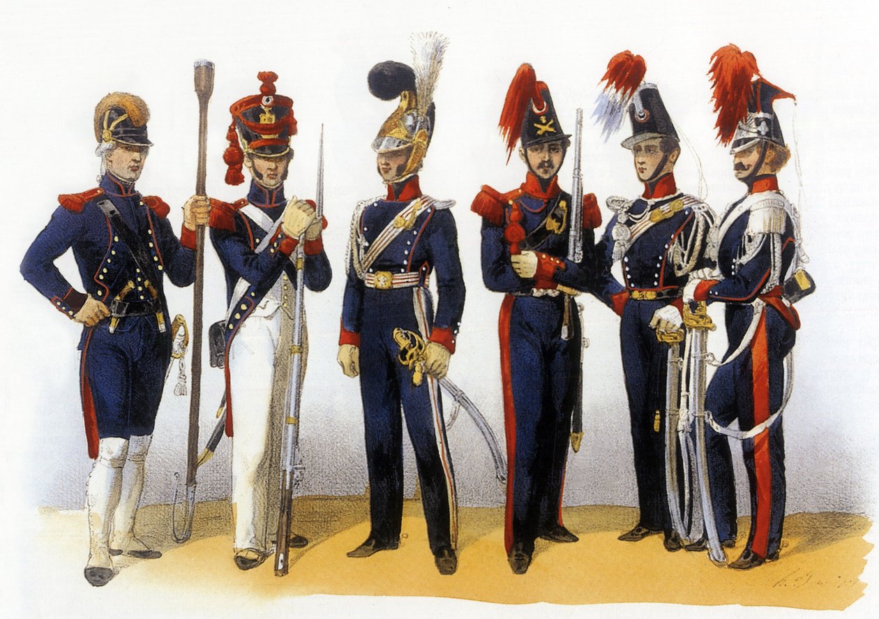 Uniformer av den franske hæren: Nasjonalgarden (artilleri og kavaleri) 1700-1800-tallet, gravering av Charles Vernier (1831-1887) av Charles Vernier
