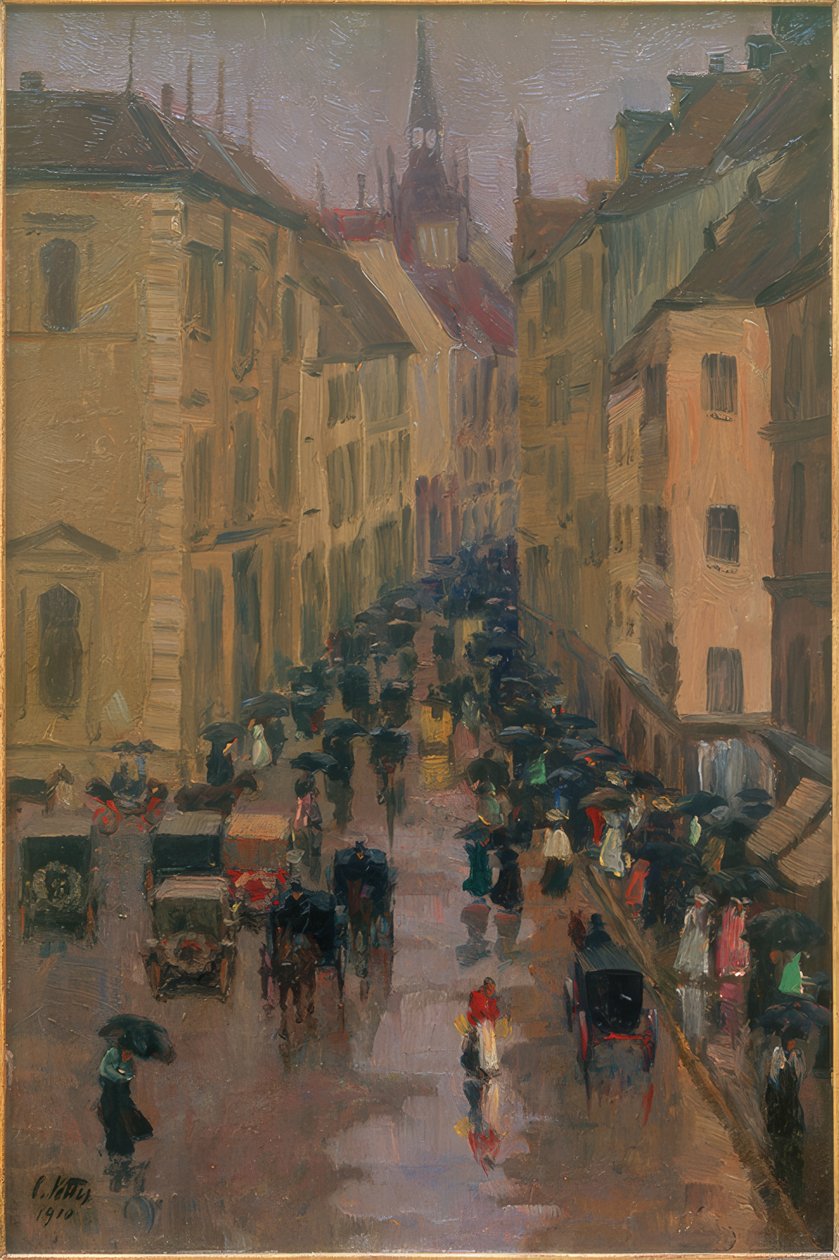 Dienerstrasse i München, i bakgrunnen tårnet til St. Peter av Charles Vetter