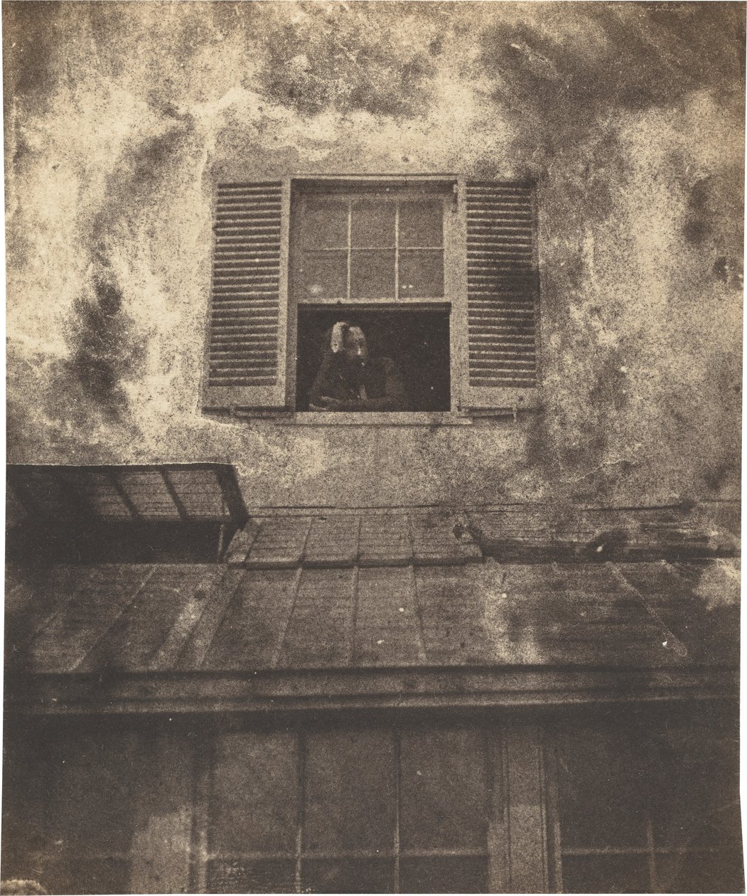 Auguste Vacquerie ved et vindu, Marine Terrace av Charles Victor Hugo with Auguste Vacquerie