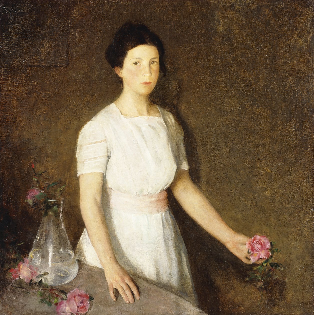 Jente med rød rose av Charles Webster Hawthorne