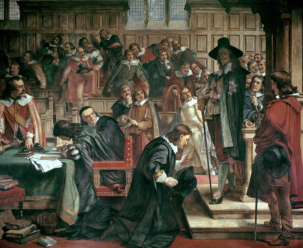Forsøk på arrestasjon av 5 medlemmer av Underhuset av Charles I, 1642, 1856-66 av Charles West Cope