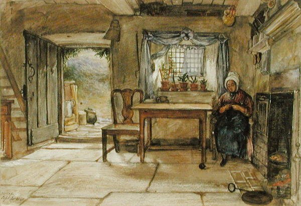 Hytte interiør av Charles West Cope