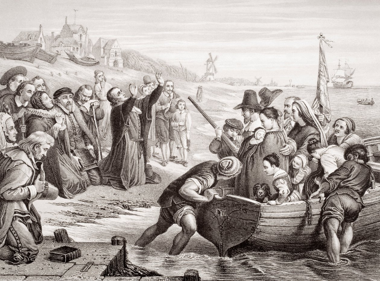 Pilegrimsfedrenes avgang fra Delft Haven i juli 1620, fra 