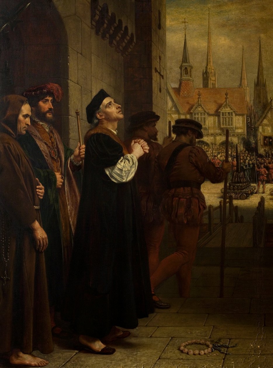 The Martyrdom of Laurence Saunders i Coventry, høyre panel av triptyk av Charles West Cope