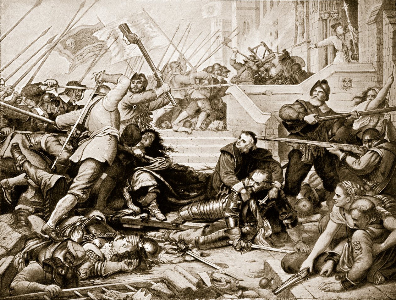 Forsvaret av Basing House, 1645, illustrasjon fra 