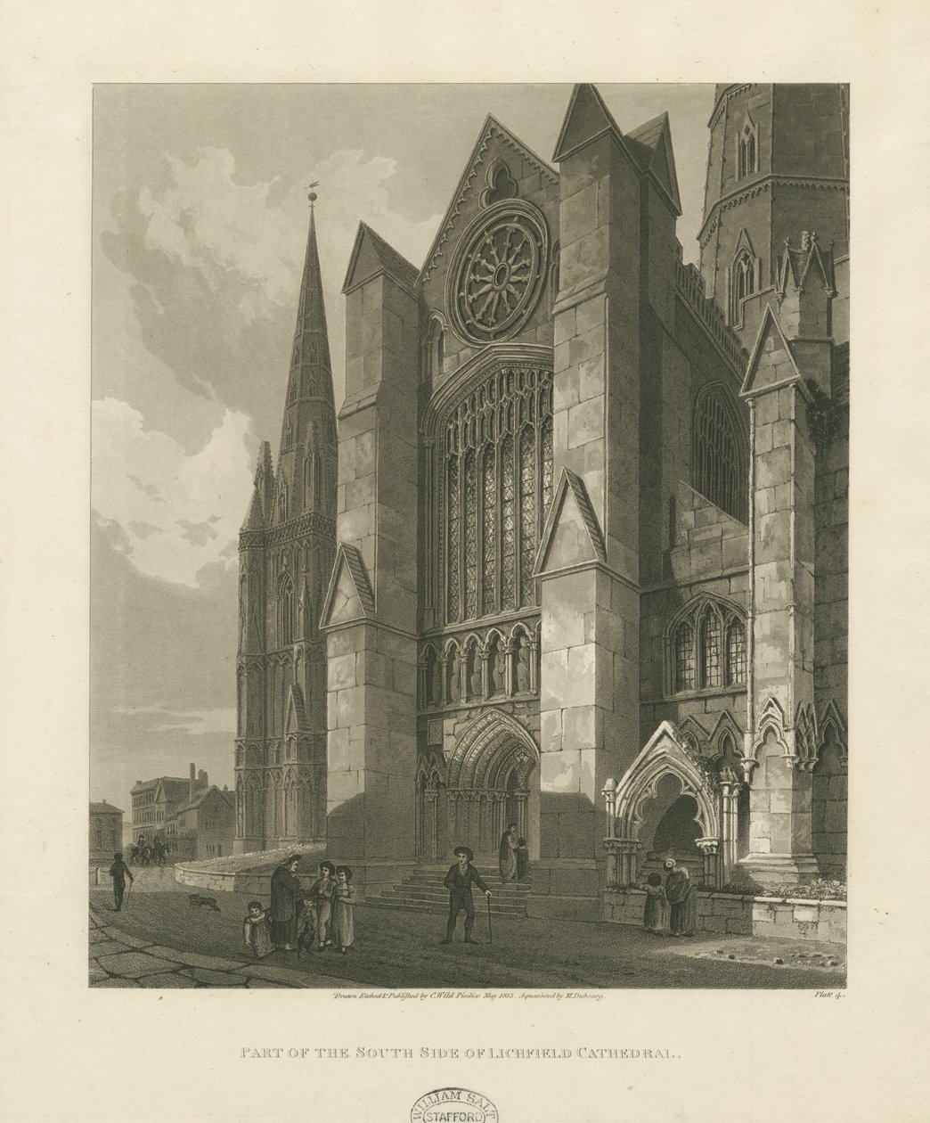 Lichfield Cathedral - South Transept: akvatintgravering av Charles Wild