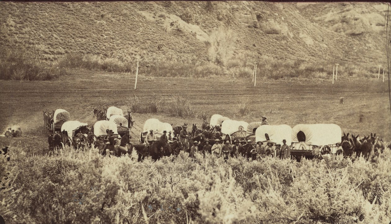 Mormon Emigrant Train, Echo Canyon, ca. 1870. av Charles William Carter