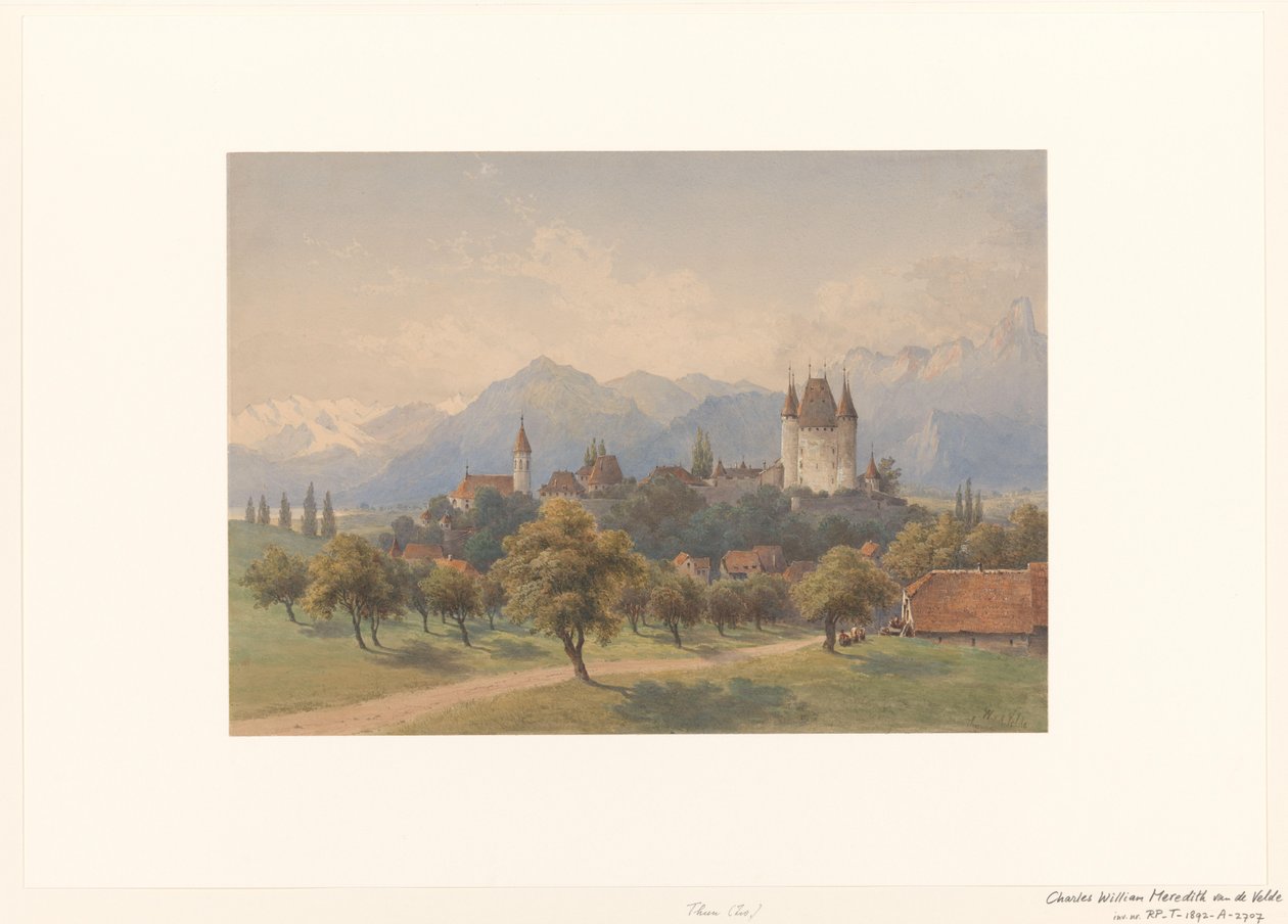Utsikt over Thun, Sveits av Charles William Meredith van de Velde
