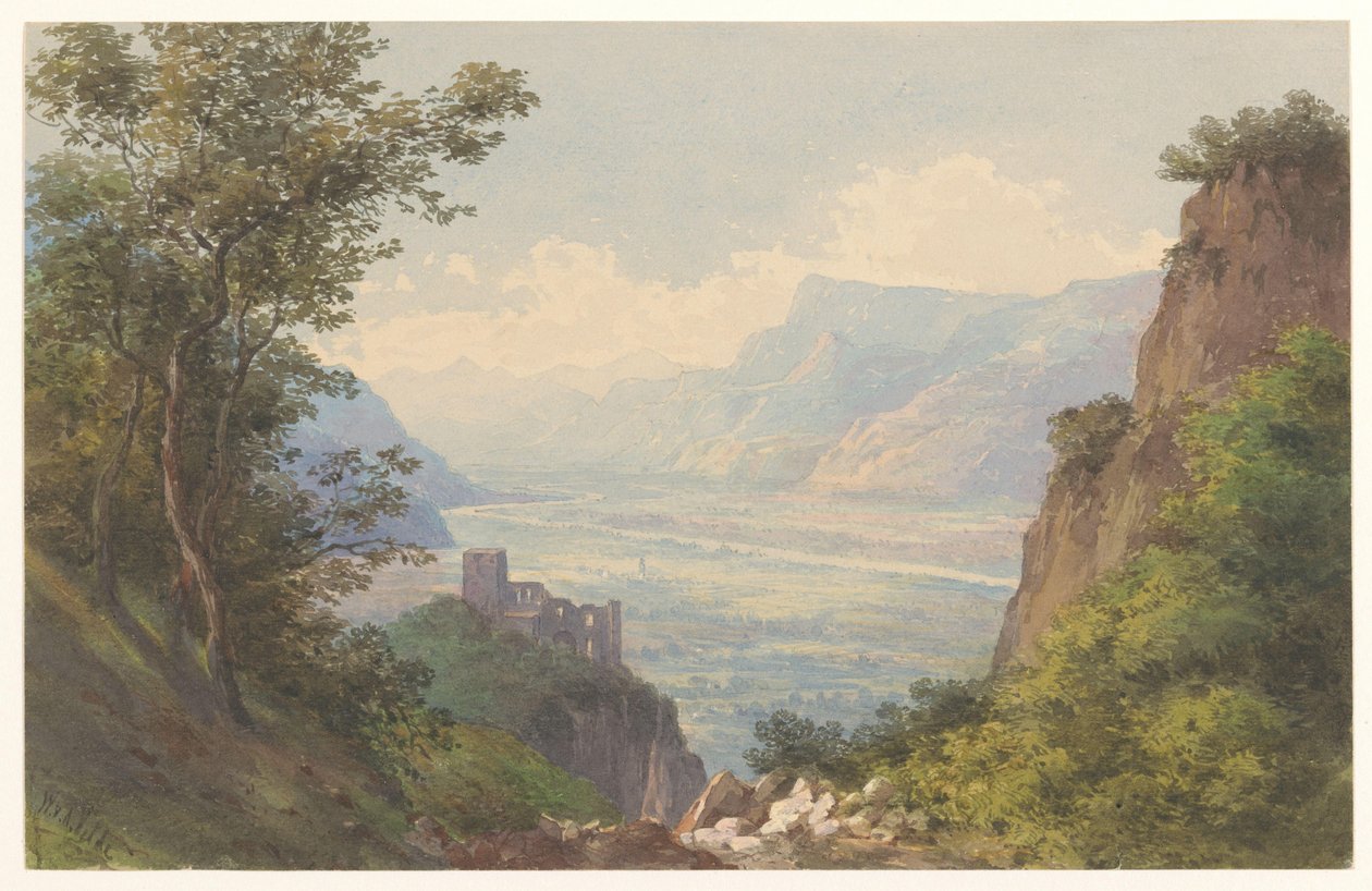 Utsikt over Merandalen i Tyrol av Charles William Meredith van de Velde