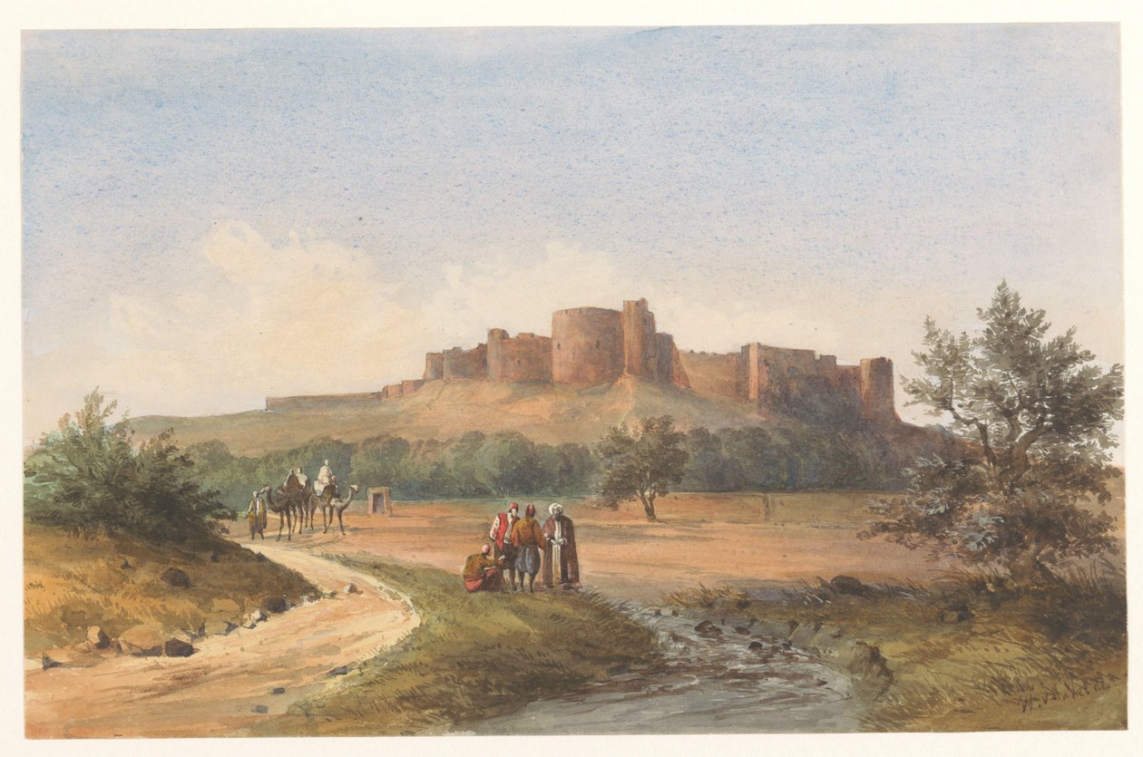 Utsikt over slottet St. Louis i Sidon, Libanon av Charles William Meredith van de Velde