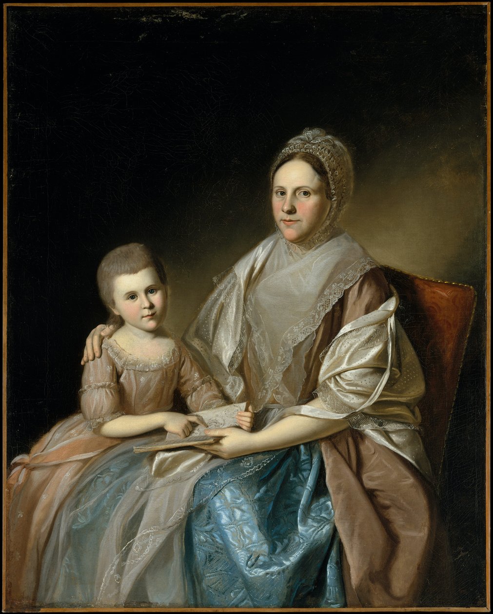 Fru Samuel Mifflin og hennes barnebarn Rebecca Mifflin Francis av Charles Willson Peale