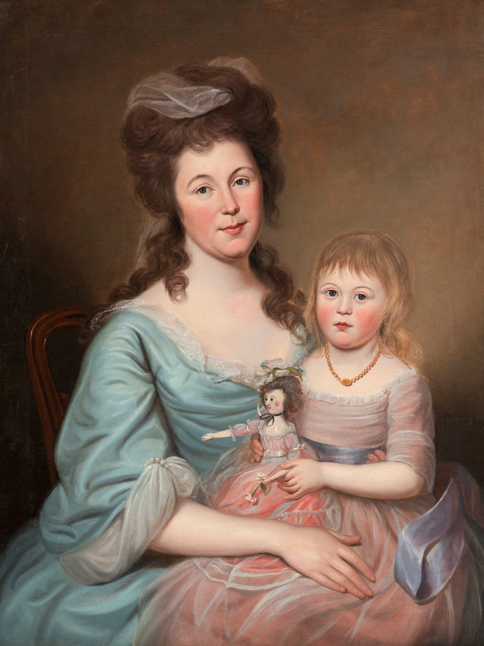 Peggy Sanderson Hughes og hennes datter, ca. 1788-89 av Charles Willson Peale