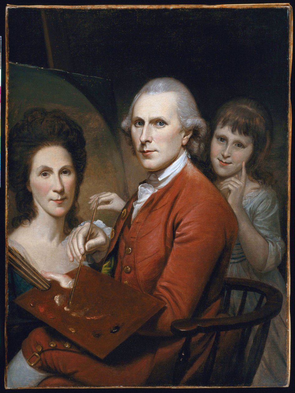 Selvportrett med Angelica og Portrait of Rachel av Charles Willson Peale