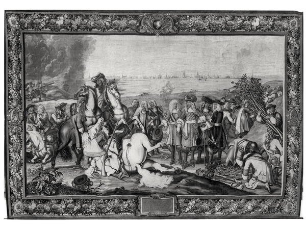 Louis XIV (1638-1715) ved beleiringen av Douai, juli 1667, Gobelins verksted av Charles attr. to Le Brun