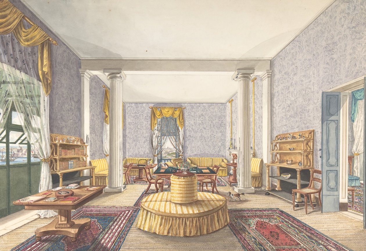 Design for interiør, ca. 1830. av Charles de Brocktorff