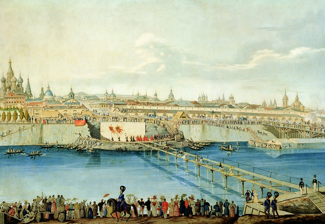 Legging av Moskvoretsky-broen i Moskva, 1830 av Charles de Hampeln