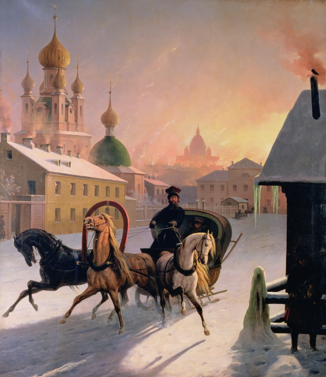 Troika på gaten i St. Petersburg, 1850-årene av Charles de Hampeln