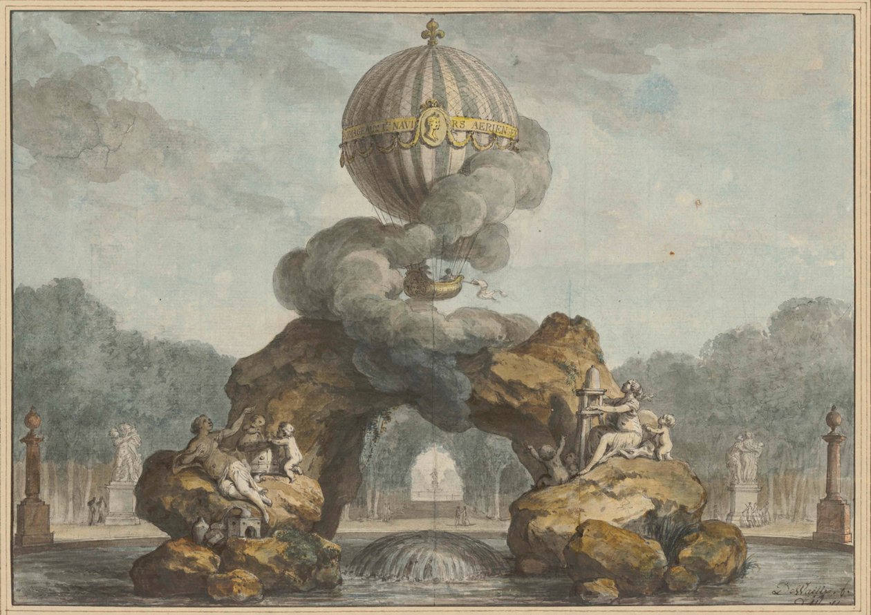 Prosjekt av en fontenedekorasjon med en Charlière, 1783. av Charles de Wailly
